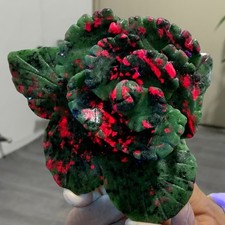 1.2LBNatural green Ruby zoisite(anylite)crystal Carving rose glow under UV light picture