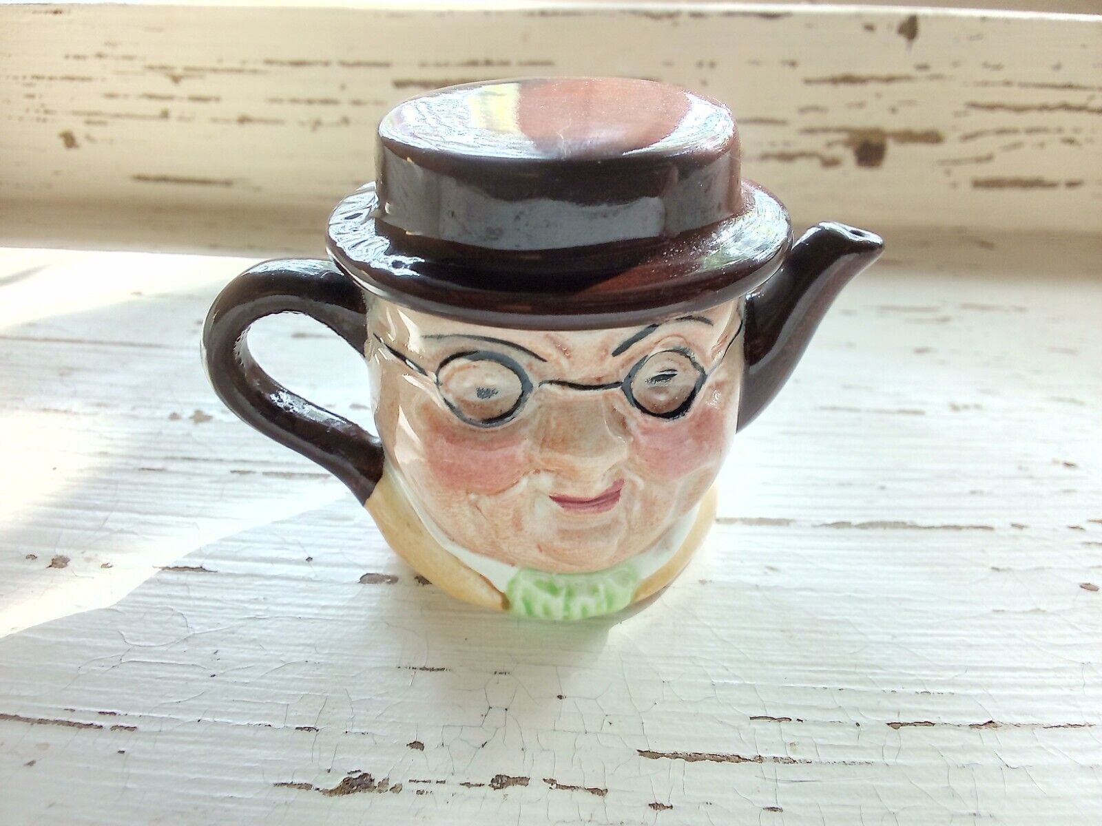 Vintage Artone England Teapot two face with lid Figure  Mini Gift Idea 