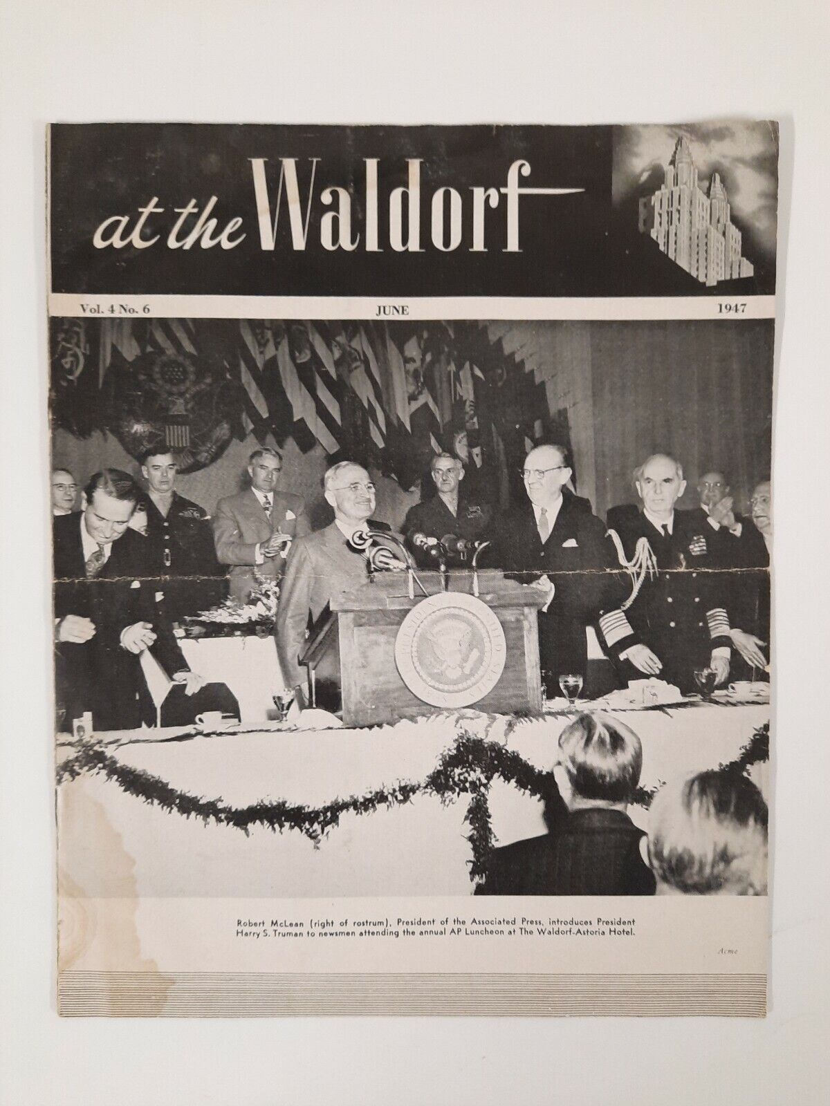WALDORF ASTORIA 1947 News June NYC Hotel HISTORY Deco