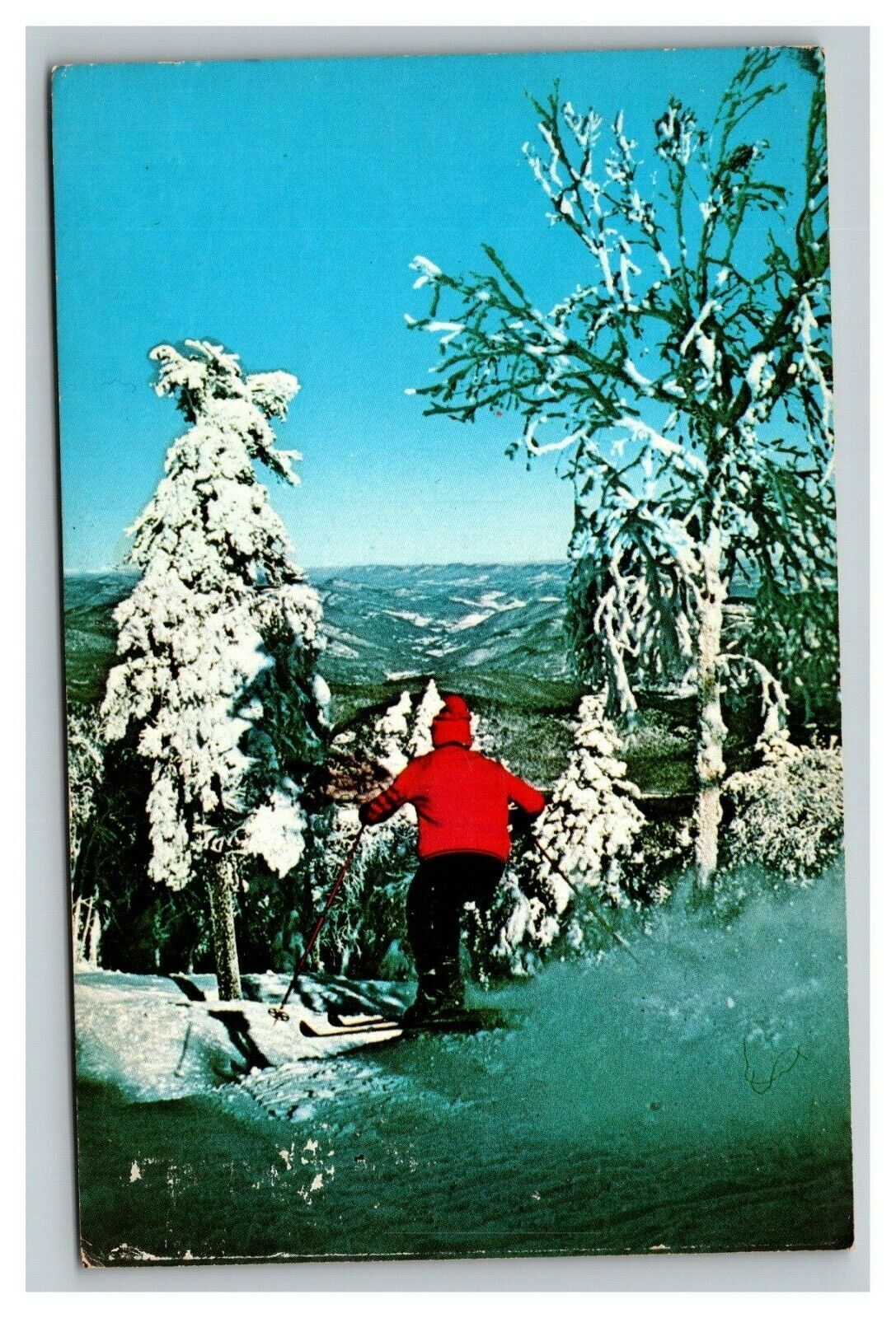 Vintage 1976 Postcard Skier at Pico Ski Area Sherburne Pass Rutland Vermont