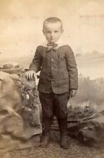 Cabinet Photo Little Victorian Boy w Straw Hat Knickers Nice Backdrop Albany NY picture