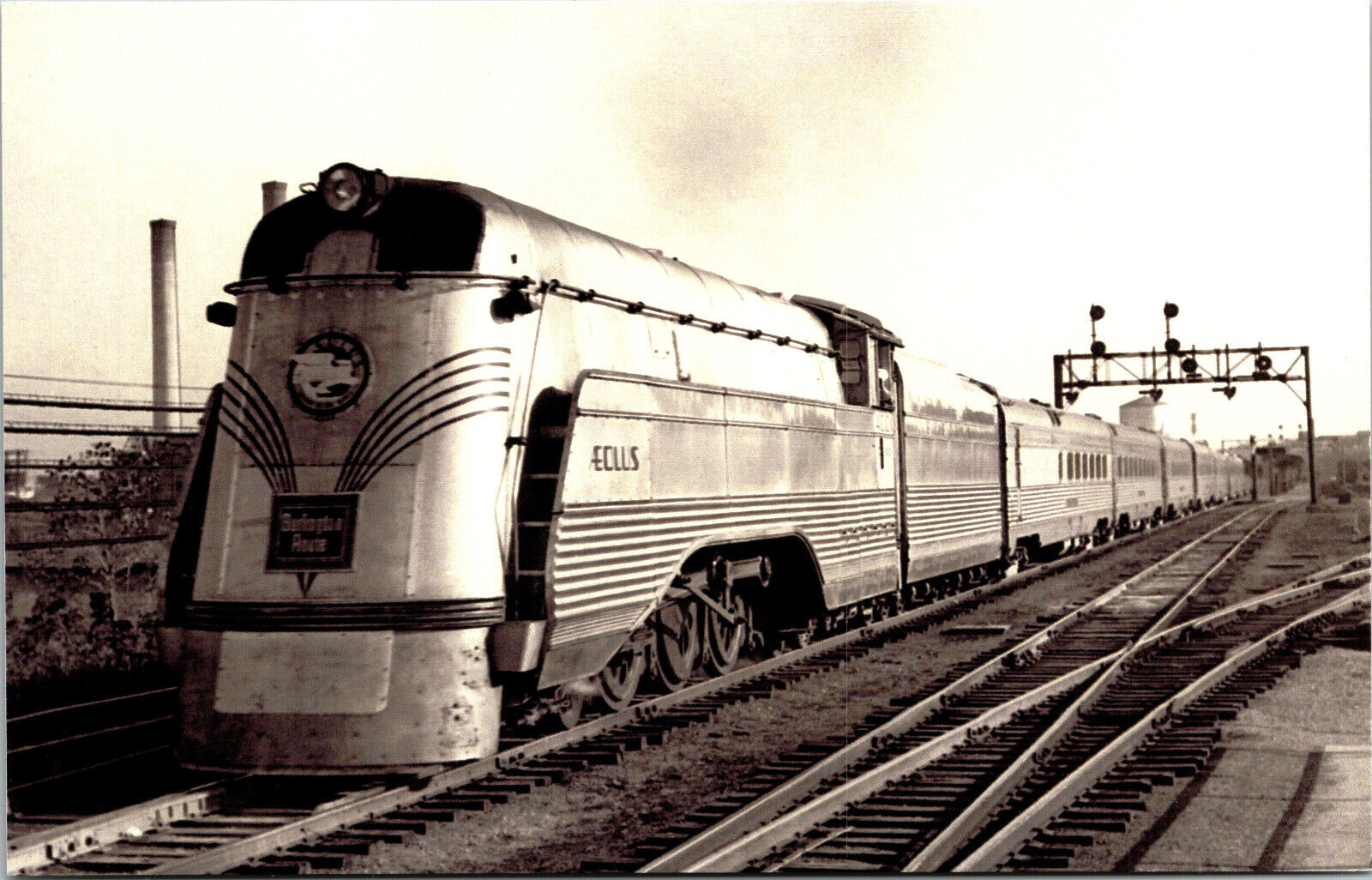 Aeolus Burlington Route Railway RPPC Postcard Train Railroad Reprint