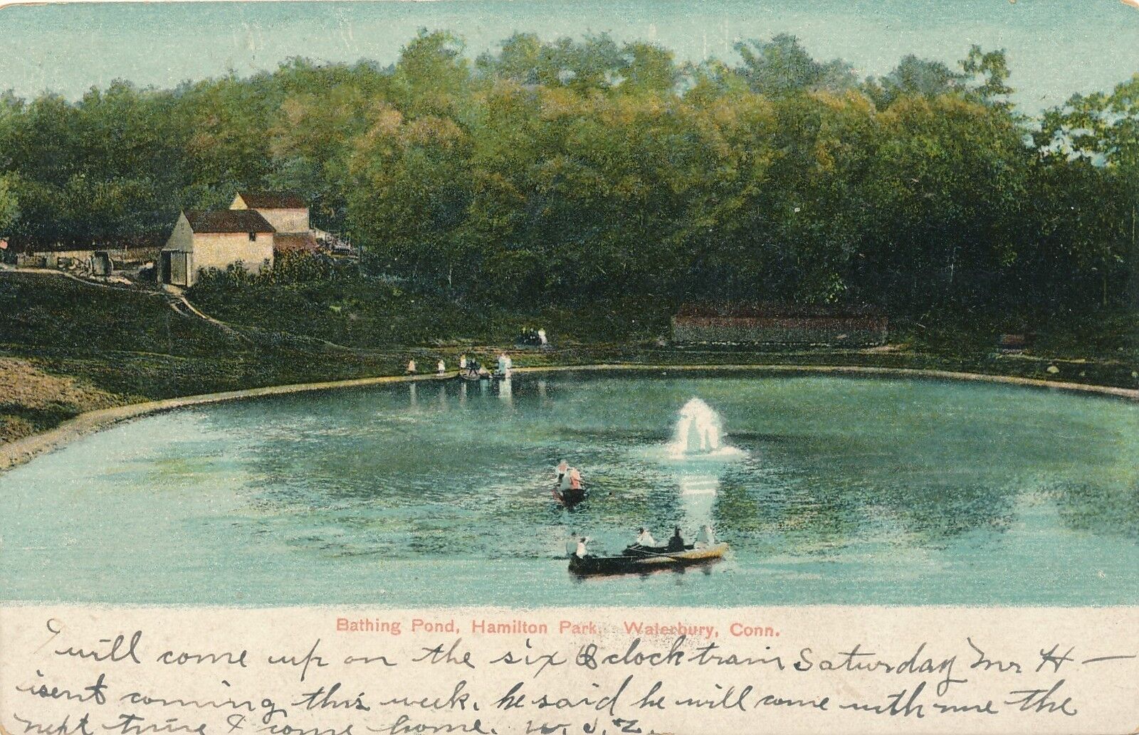 WATERBURY CT – Hamilton Park Bathing Pond – udb – mailed 1908