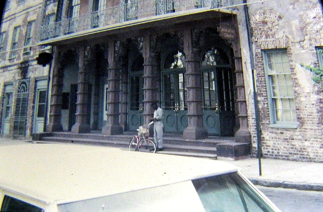 Man Bicycle Dock Street Theatre Charleston Vtg 1968 Kodak Slide Film Photograph- Man Bicycle Dock Street Theatre Charleston Vtg 1968 Kodak Slide Film Photograph-