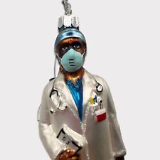 NEW Glass Robert Stanley Christmas Ornament Doctor Black Mask picture