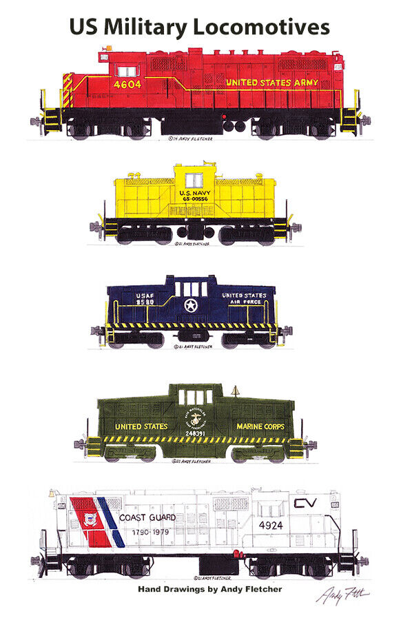 US Military Locomotives 5 magnets by Andy Fletcher