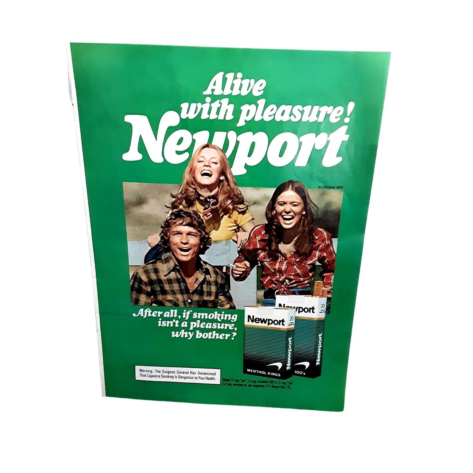 1975 Newport Cigarettes Alive With Pleasure Vintage Print ad