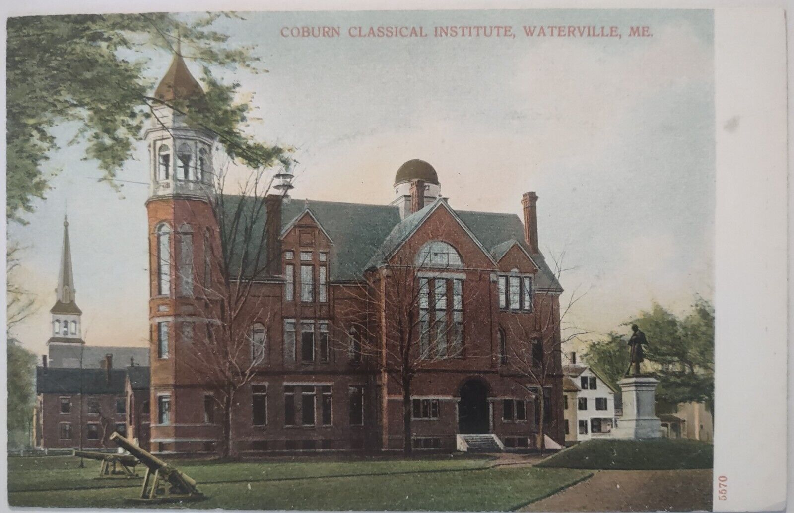 Vintage Coburn Classical Institute Waterville Maine Postcard ME Unposted Cannon