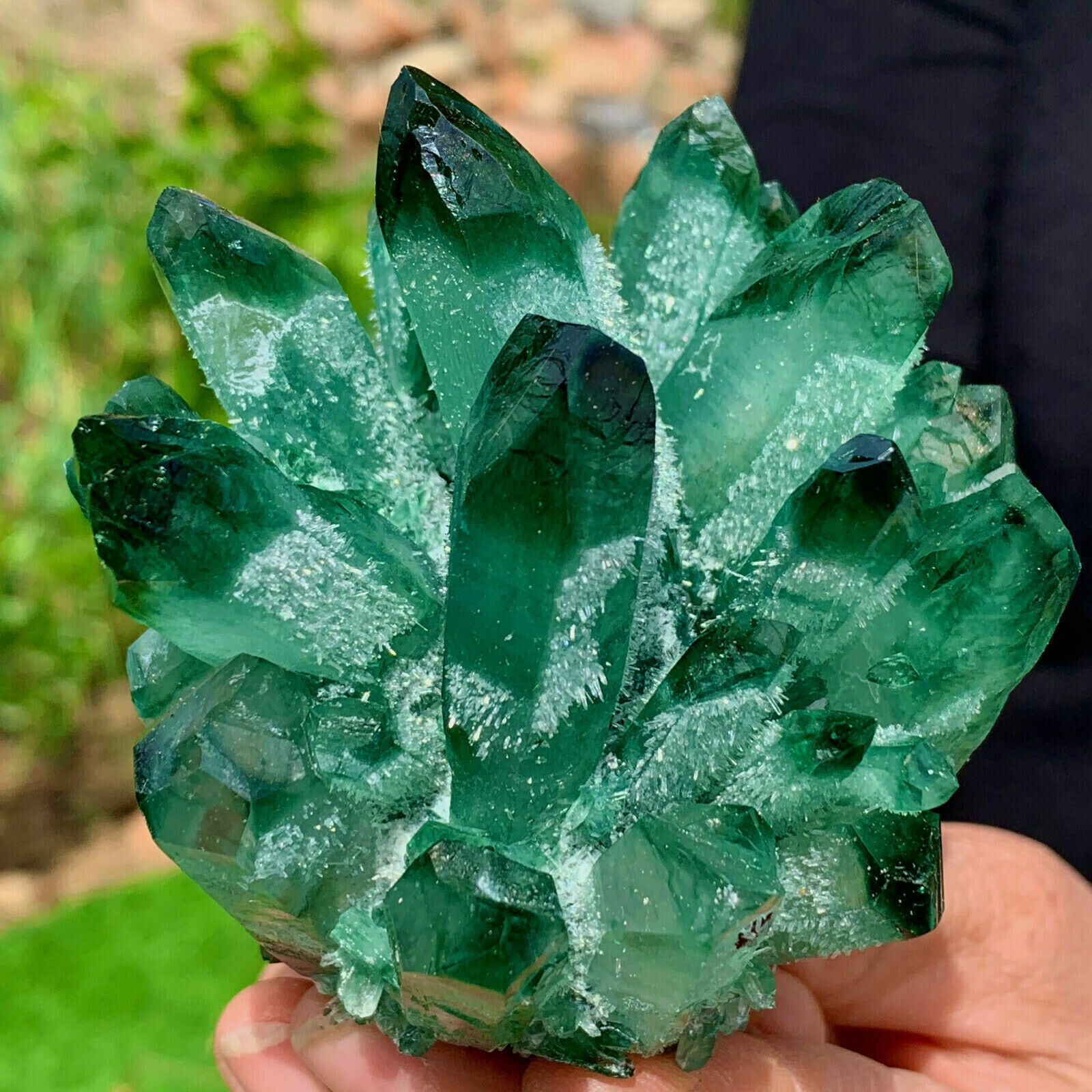 300g+ New Find Green Phantom Quartz Crystal Cluster Mineral Specimen Healing Gem