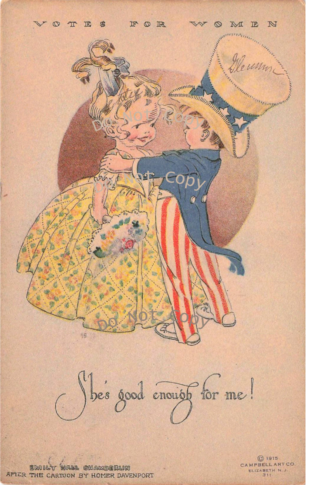 Suffragette Votes for Women Campbell Kewpie Patriotic Chamberlin Postcard G54