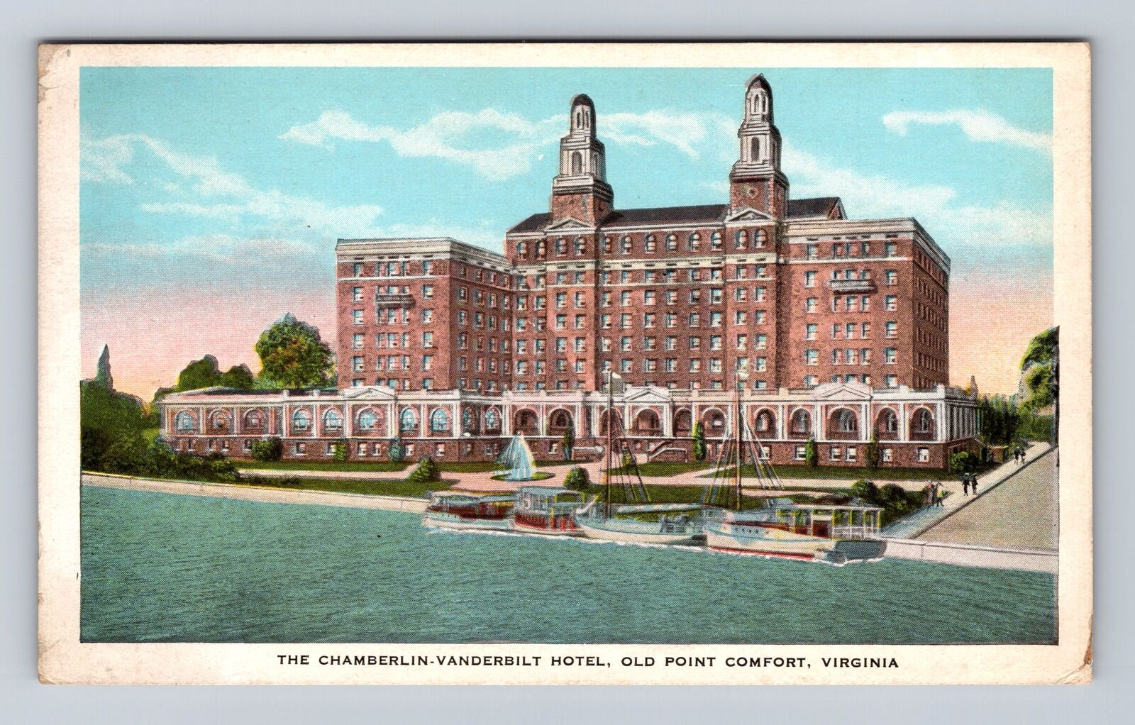 Old Point Comfort VA- Virginia, Chamberlin Vanderbilt Hotel, Vintage Postcard