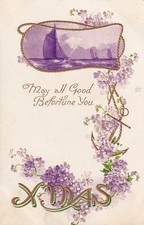 May All Good Befortune You Xmas 1910 Brownington Missouri MO Violet Postcard D54 picture