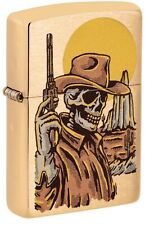 Zippo Wild West Skeleton Design Brushed Brass Pocket Lighter 48519-103714 picture