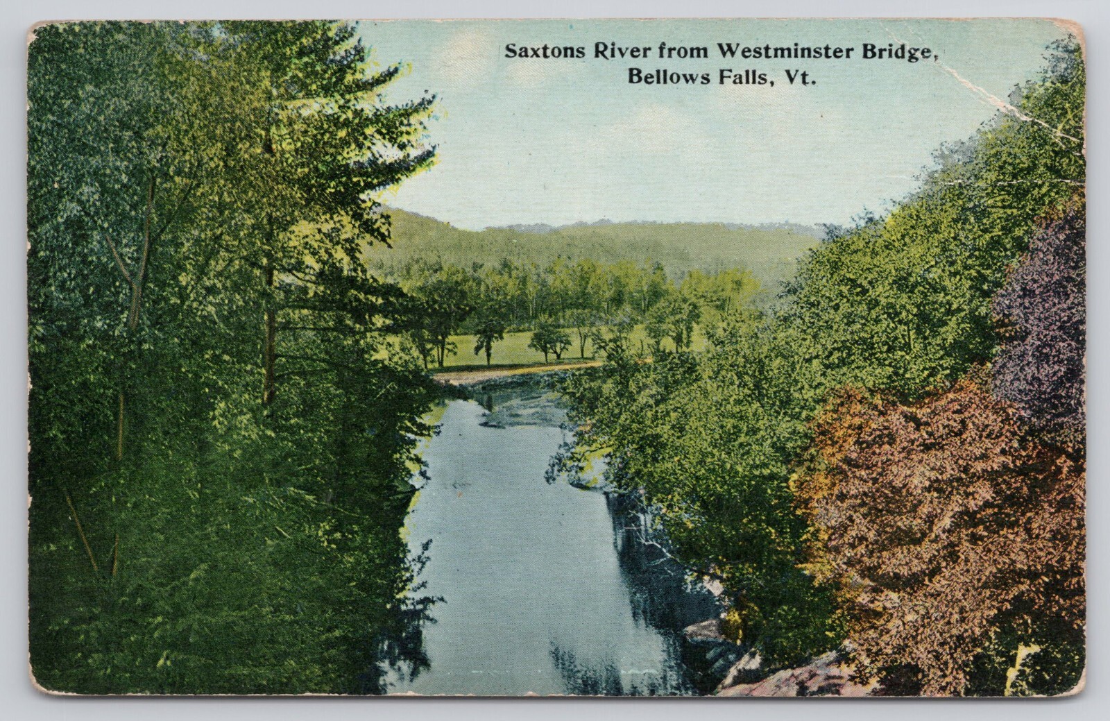 Saxtons River from Westminster Bridge Bellows Falls VT Vermont Postcard