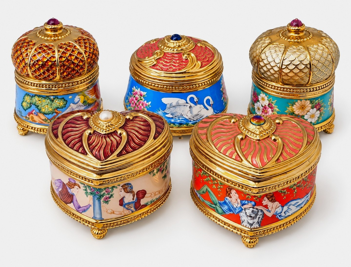 Vintage Franklin Mint Porcelain Music Boxes - Lot of 5 Vintage Franklin Mint Porcelain Music Boxes - Lot of 5