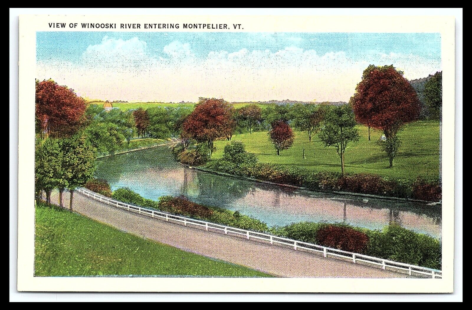 Montpelier VT Postcard Winooski River Scenic View River Country Lane   pc236