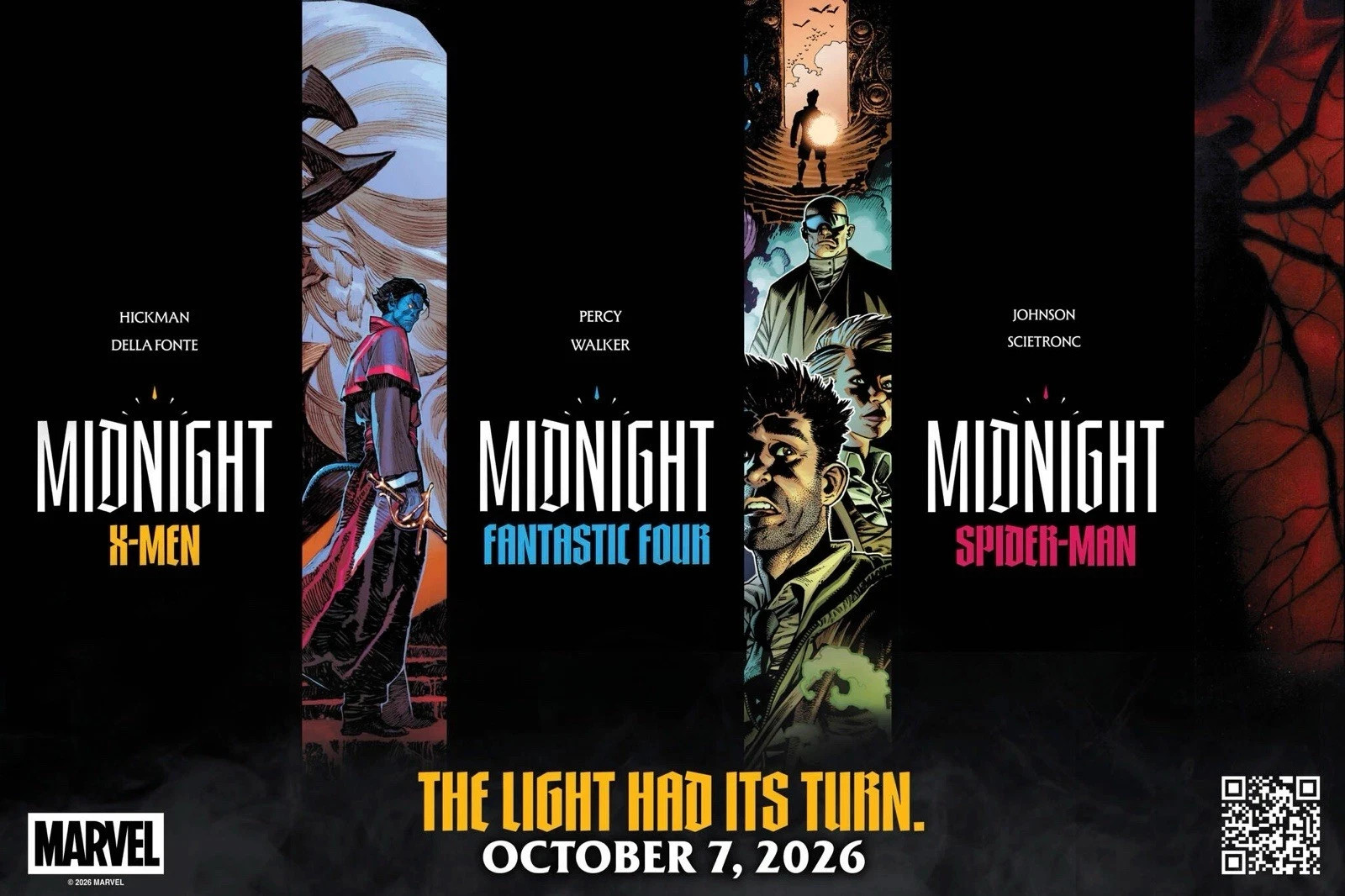 Marvel Midnight #1 X-Men Spider-Man FF Cover A Set of 3 PreSale 10/7/26 Marvel Midnight #1 X-Men Spider-Man FF Cover A Set of 3 PreSale 10/7/26