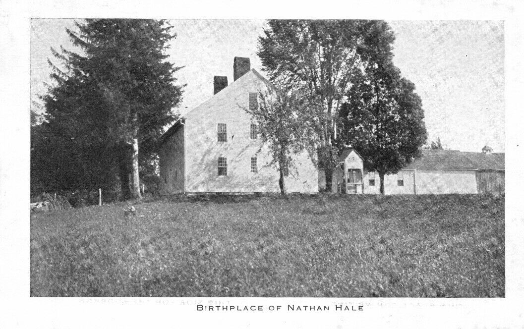 Coventry CT-Connecticut Nathan Hale Birthplace, Young Spy, Yale Vintage Postcard