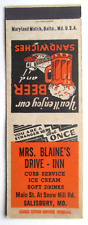 Mrs. Blaine's Drive-Inn - Salisbury, Maryland Restaurant 20FS Matchbook Cover MD picture