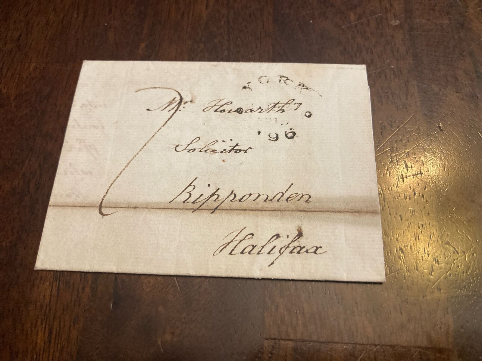 1815 Handwritten Letter W/ Stamp York 27Th Infantry Ripponden Halifax British