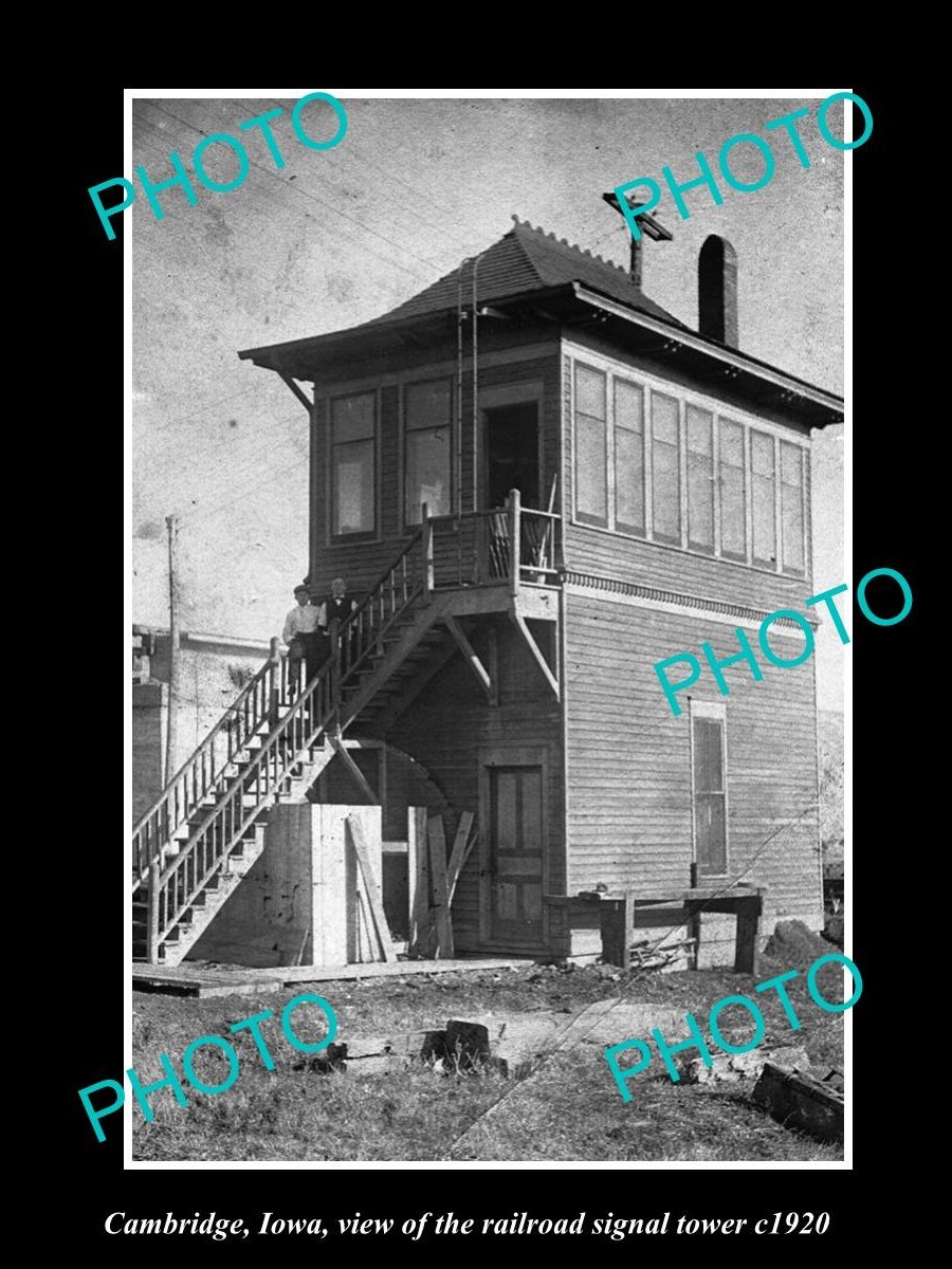 Cambridge Iowa The Railroad Signal Tower c1920 Old Large Historic Photo Cambridge Iowa The Railroad Signal Tower c1920 Old Large Historic Photo