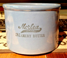 Vintage Morlea Creamery Butter Stoneware Blue Advertising Crock Albert Lea MN picture