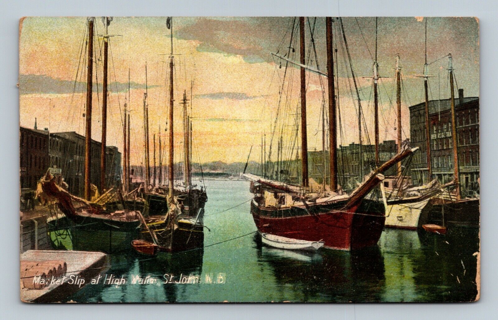 Canada Waterville New Brunswick 1859 - 1916 Market Slip at High Water Postcard
