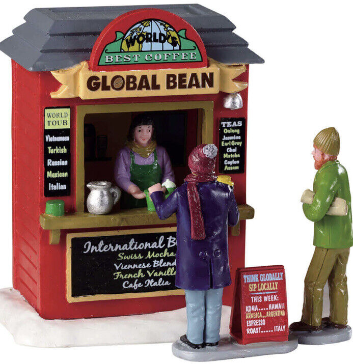 Lemax Global Bean Coffee Kiosk -Holiday Village Train Carnival -3 Piece Set