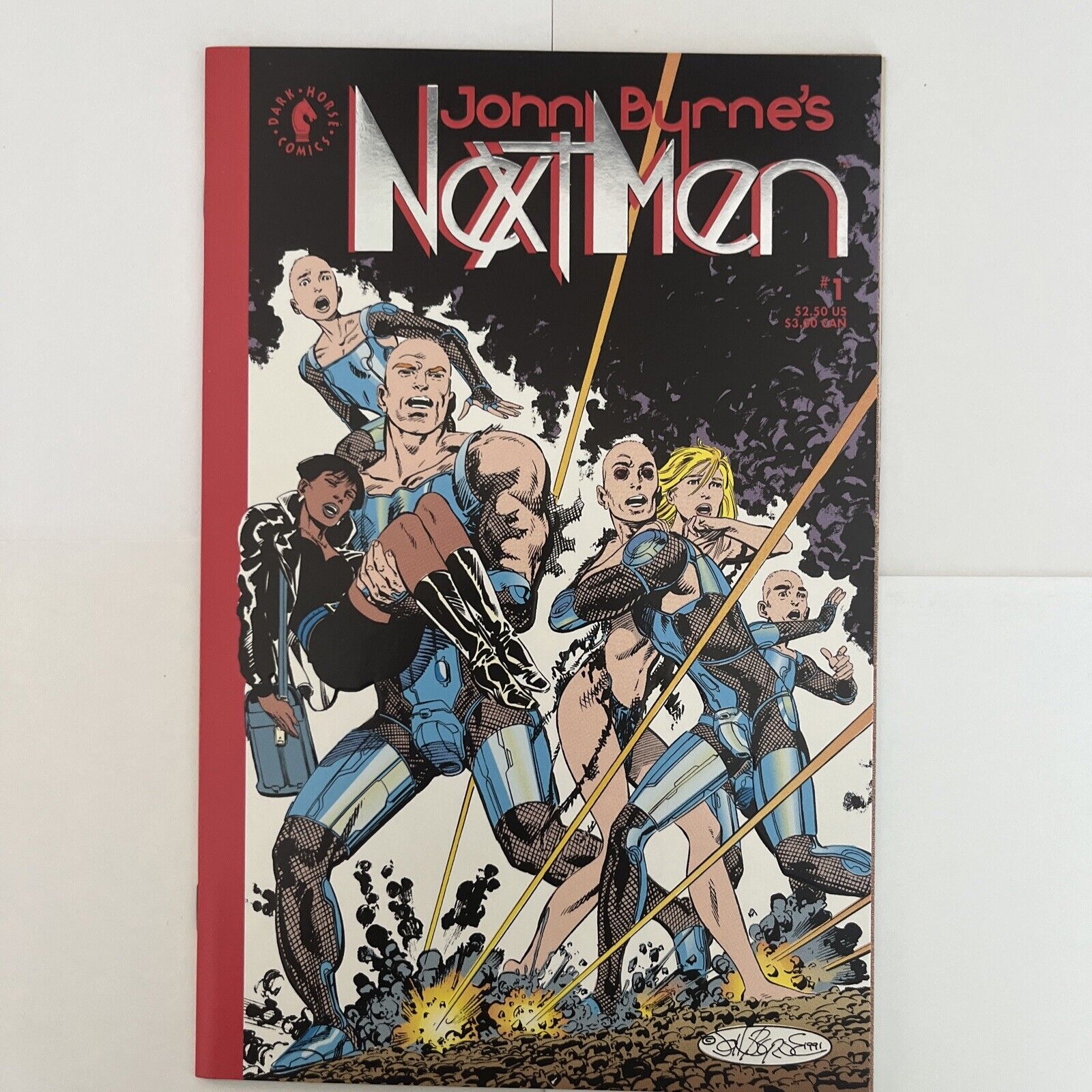 John Byrne\'s Next Men #1 (Dark Horse Comics 1993) with certificate of stock.