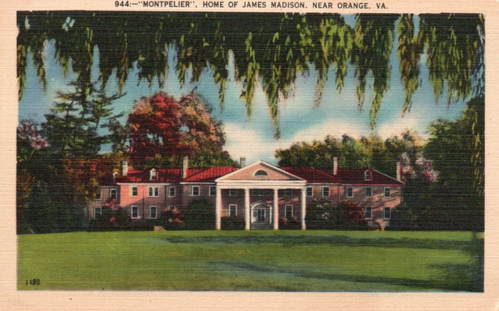 Postcard VA near Orange Montpelier James Madison Home Linen Vintage PC G2655