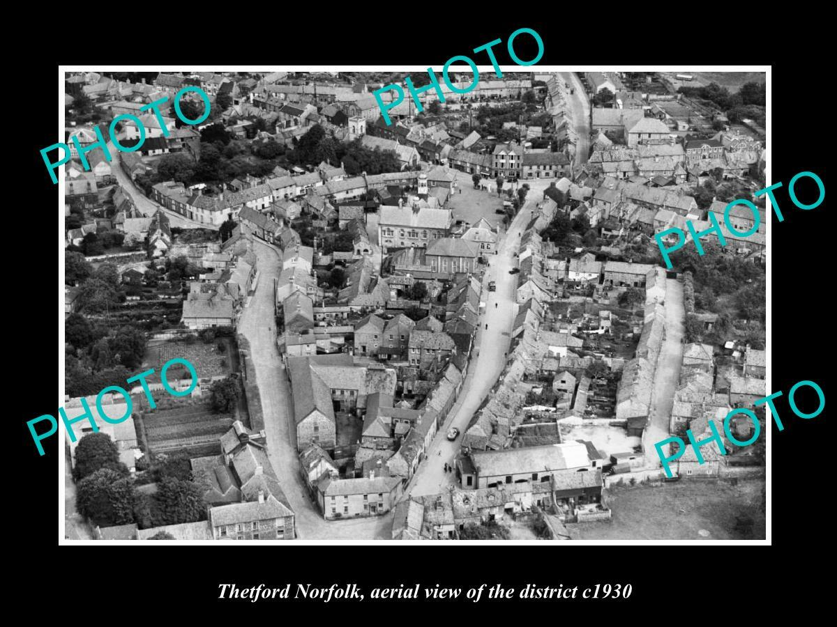 OLD 8x6 HISTORIC PHOTO THETFORD ENGLAND AERIAL VIEW OF DISTRICT c1930 4