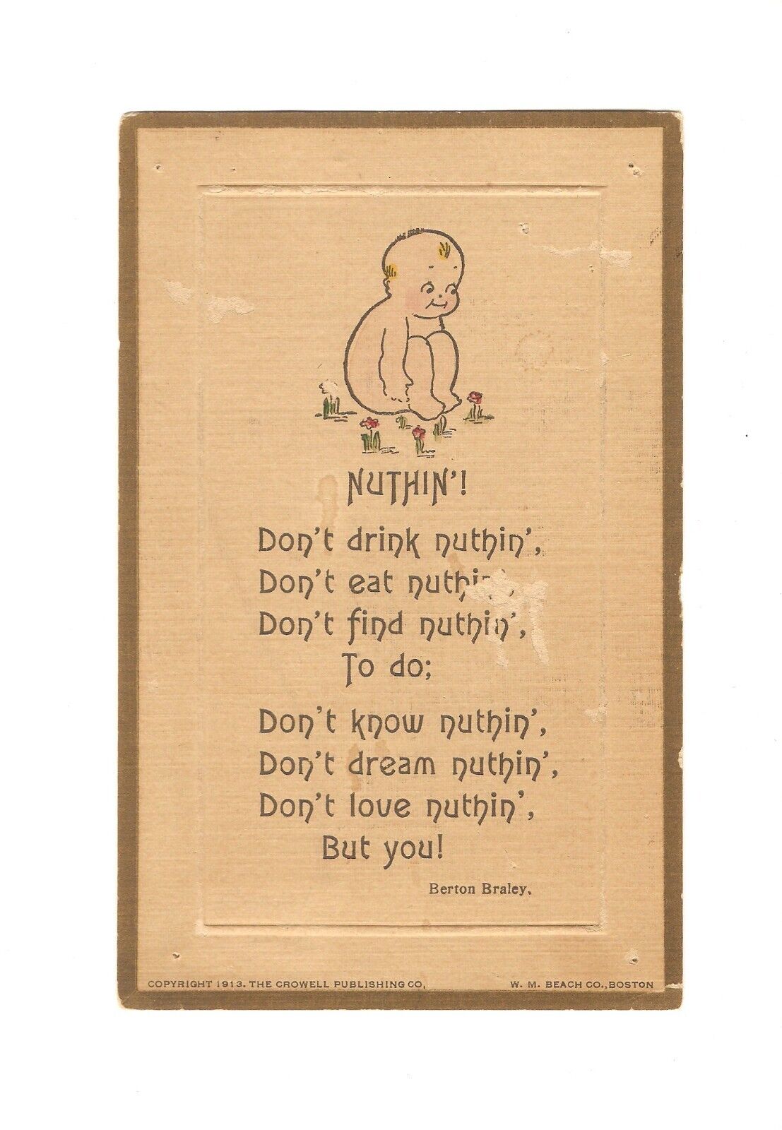 Antique 1913 Valentine Berton Braley Poem Postcard Sweetheart Love Greeting Card