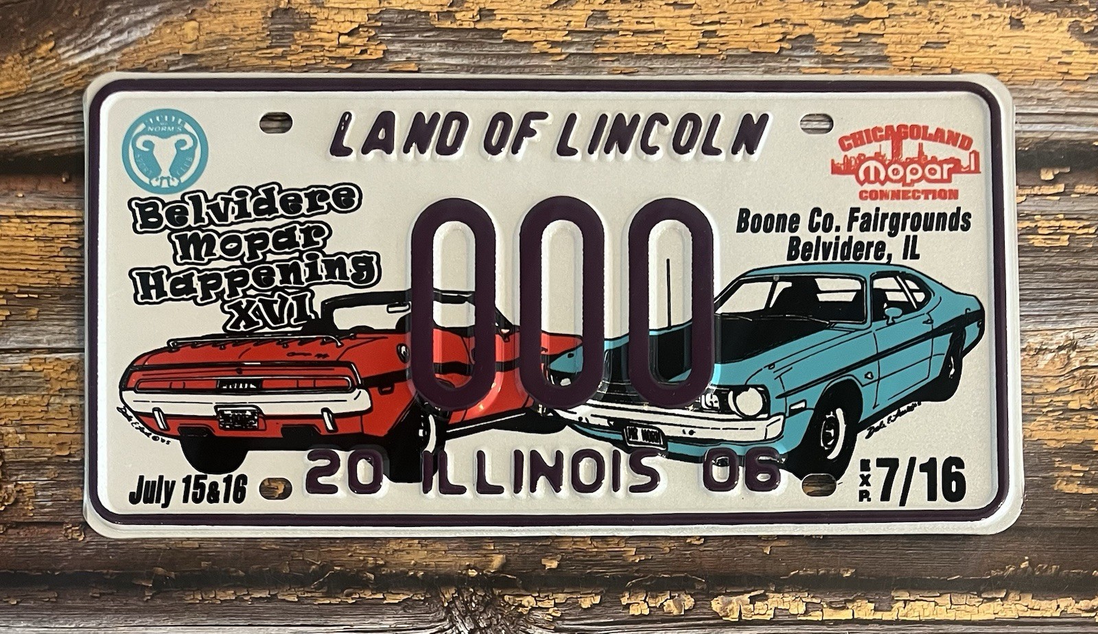2006 Illinois Belvidere Mopar Happening XVI Sample License Plate 2006 Illinois Belvidere Mopar Happening XVI Sample License Plate