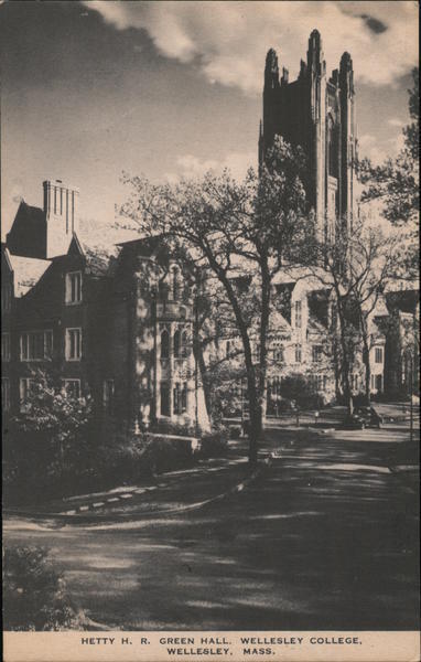 Hetty H.R. Green Hall,Wellesley College,MA Norfolk County Massachusetts Postcard