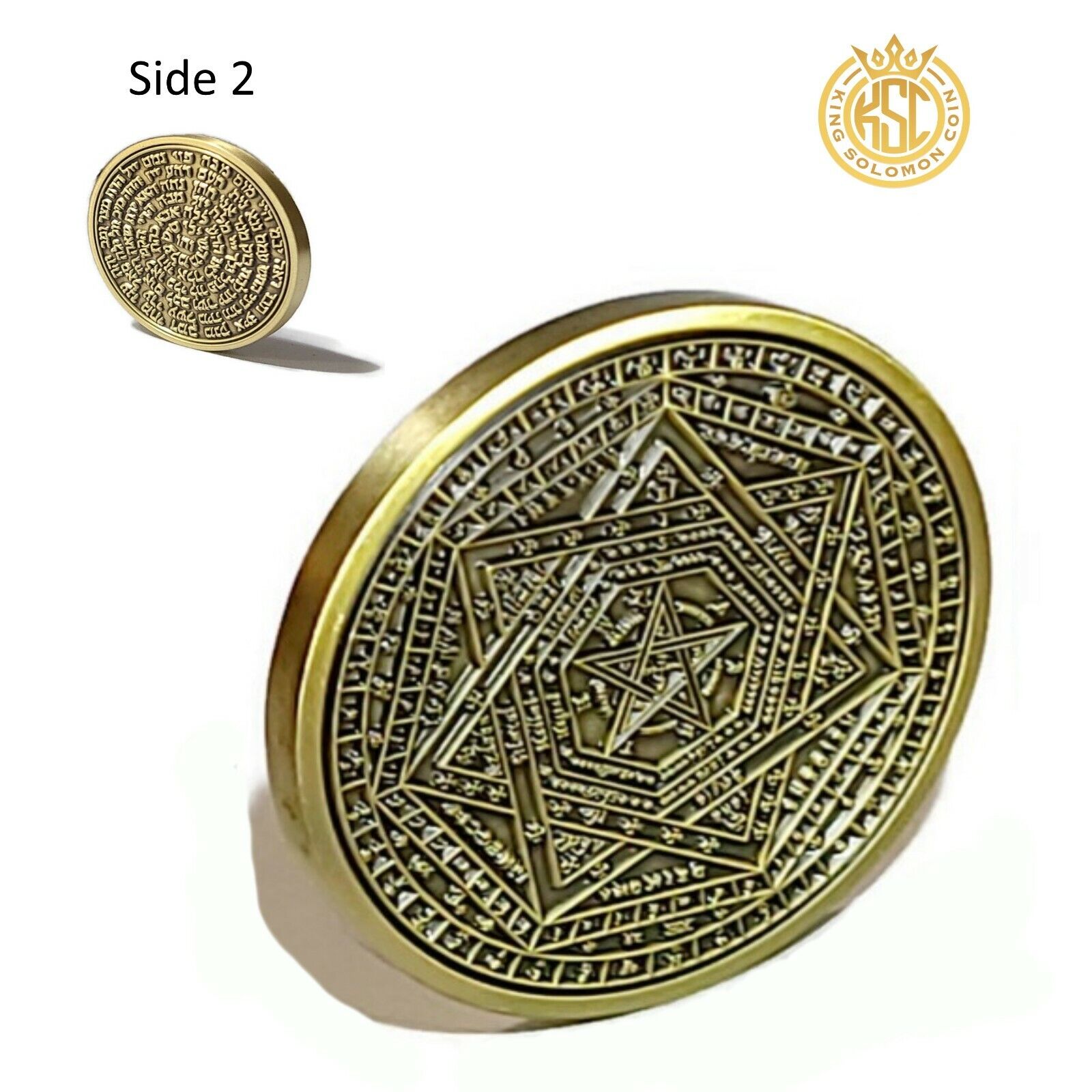 Sigillum Dei Ameth + 72 names of God kabbalah King Solomon Coin seal