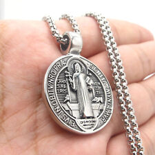Saint St Benedict Medal Necklace Pendant Stainless Steel Crucifix Cross Exorcism picture