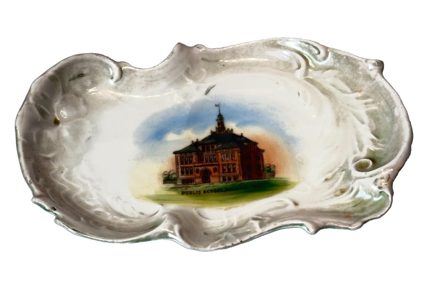 MELROSE MINNESOTA MN Antique SCHOOL Souvenir TRINKET WHEELOCK DISH MELROSE MINNESOTA MN Antique SCHOOL Souvenir TRINKET WHEELOCK DISH