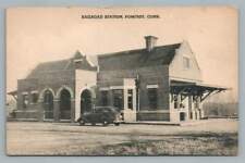 Railroad Station POMFRET Connecticut~Vintage Train Depot Postcard 1940s picture