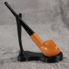 Derby Pigskin Finest Briar Italy Leather Wrapped Tobacco Pipe Black Stem picture