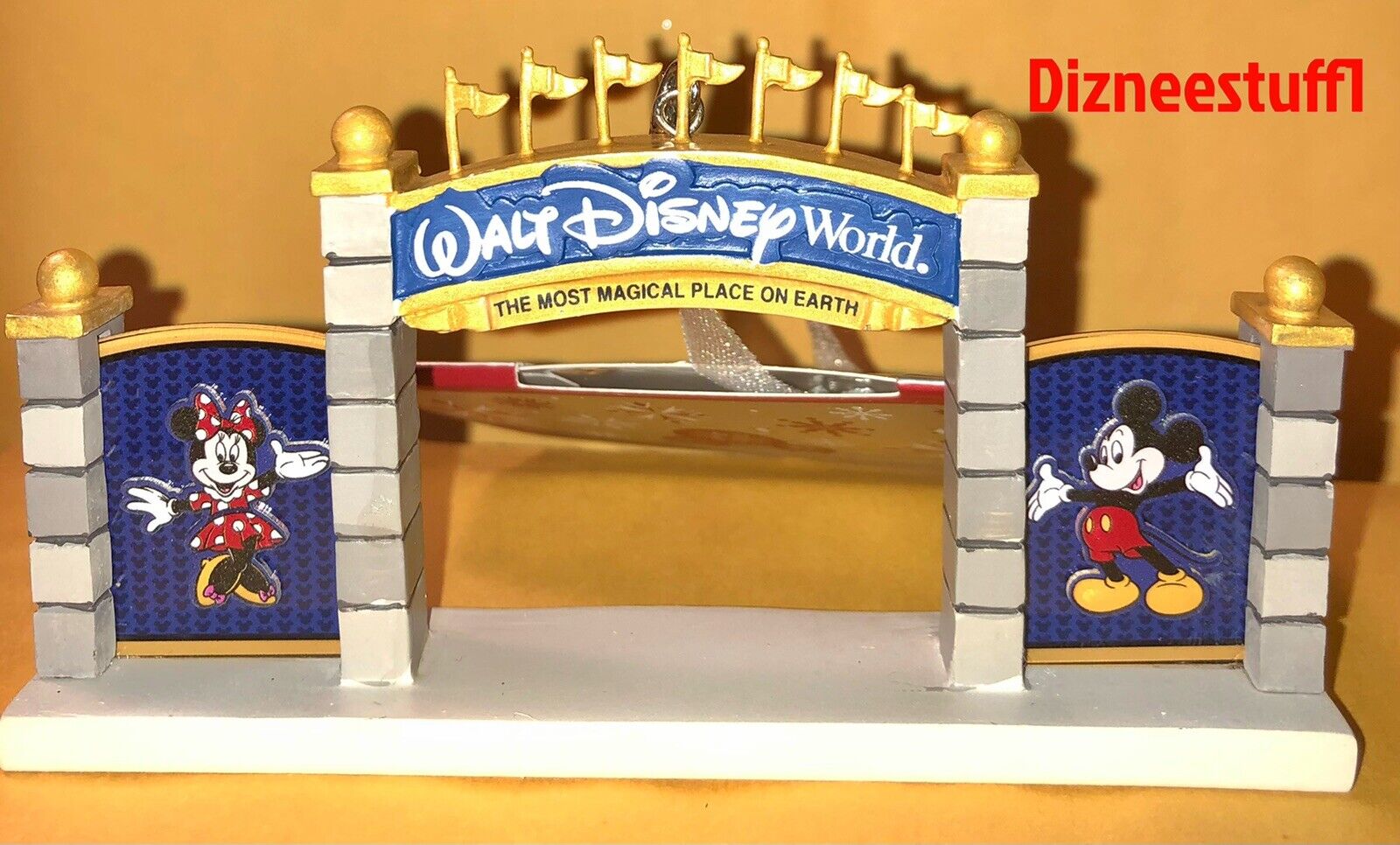 2022 Disney Parks Walt Disney Entrance Gate Sign Miniature Christmas Ornament