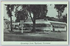 Postcard Vermont Rutland  Lindholm's Diner Texaco Gas Station Unposted Vintage picture