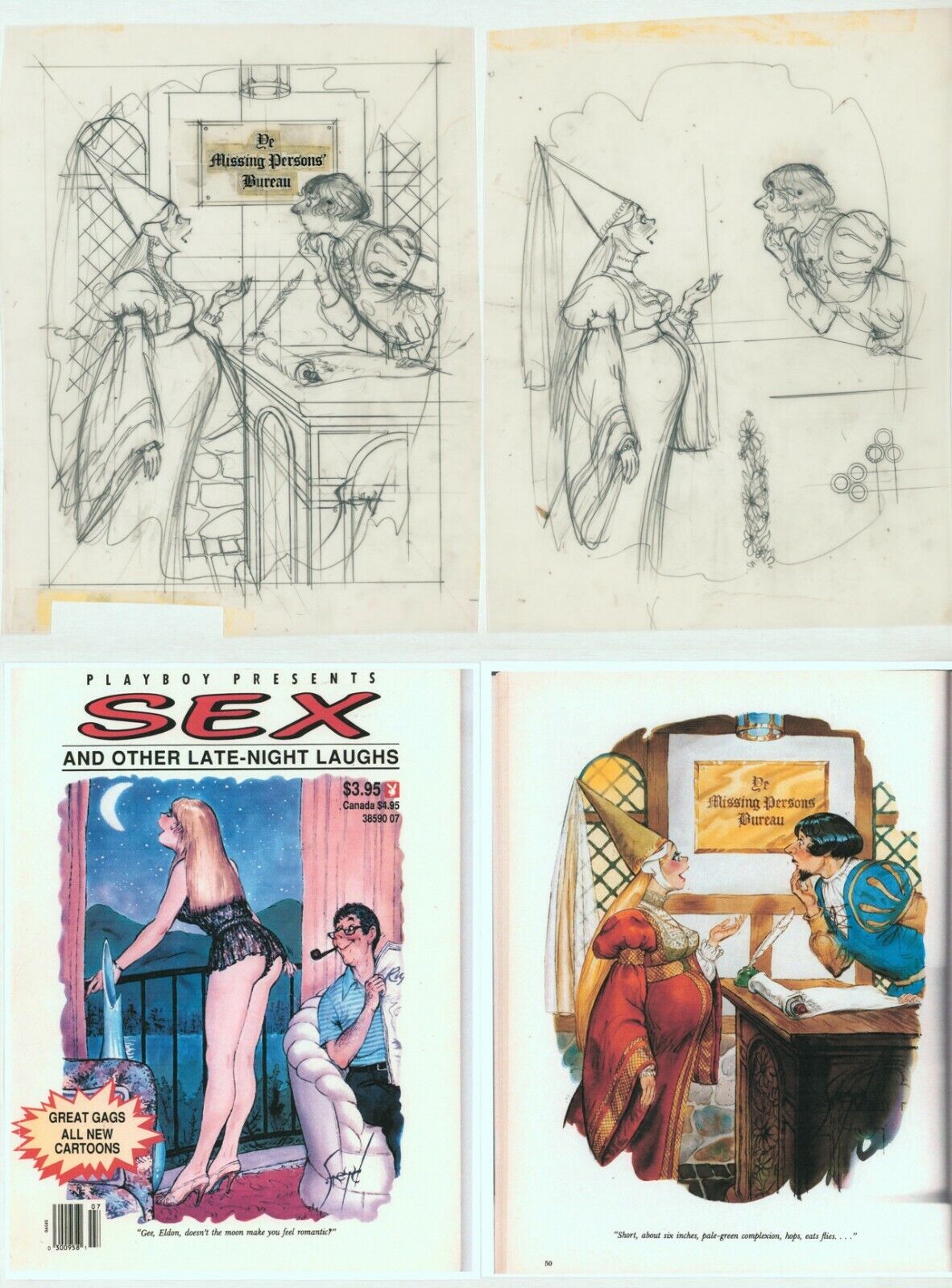 Doug Sneyd Signed Original Prelim Art Sketch Set ~ Sex & Other Late Night Laughs