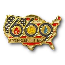 UA Patriotic Flag Plumber Pipefitter Sprinkler Fitters Union Local 669 Pin picture