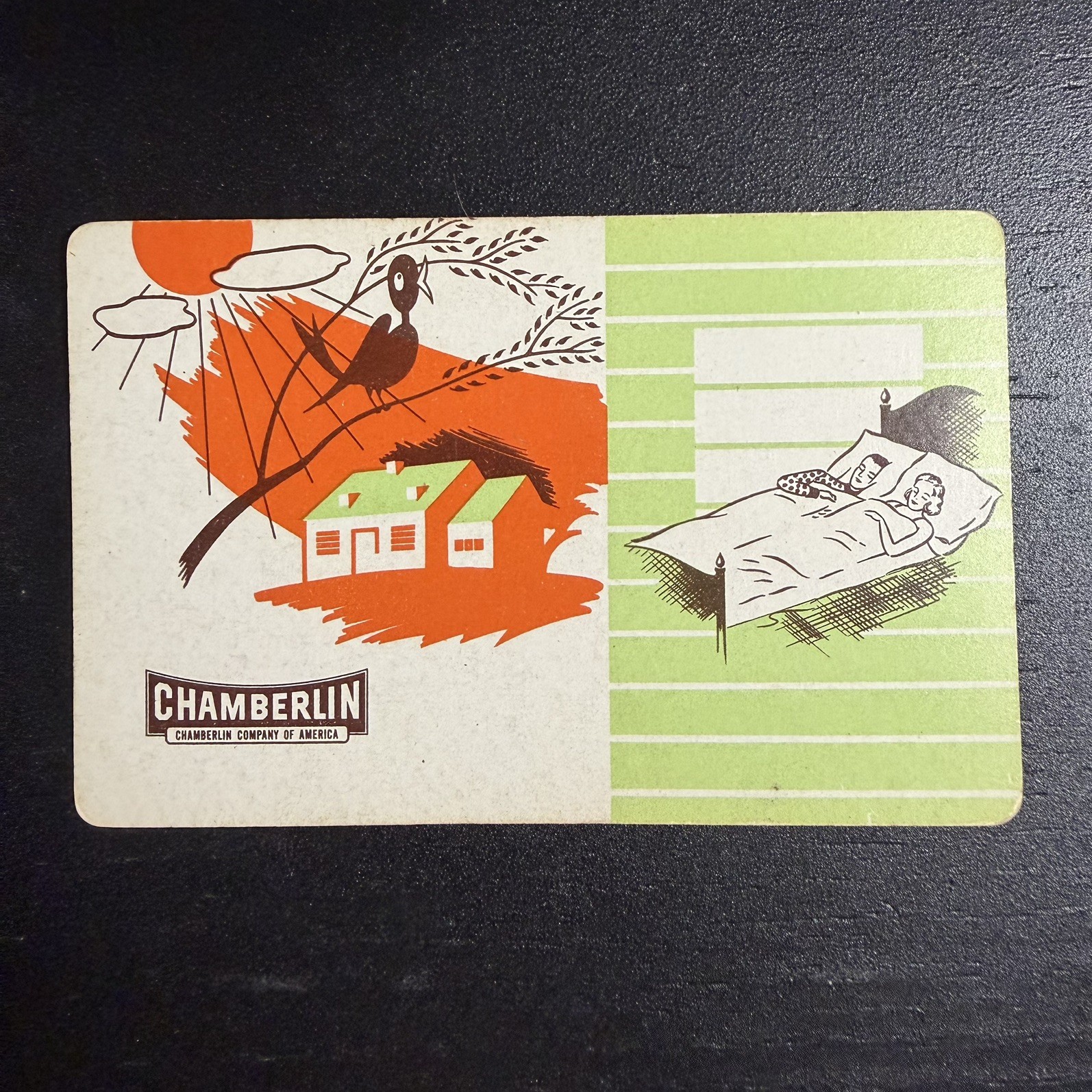 Chamberlin Furniture Advertising Single Swap Playing Card, Green -c. 1930s 