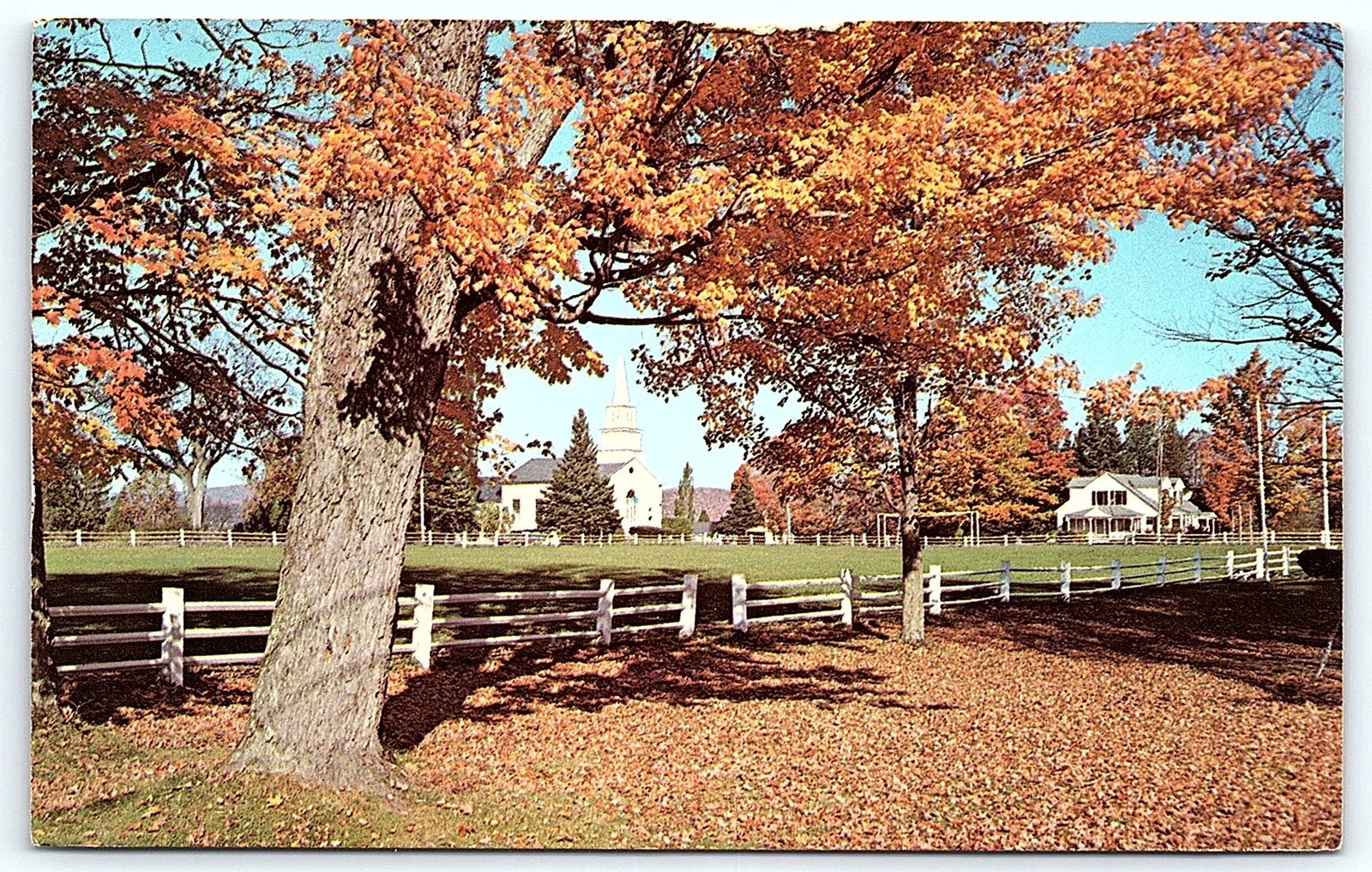 Craftsbury Common VT Autumn Church Scene Postcard c1970s Craftsbury Common VT Autumn Church Scene Postcard c1970s
