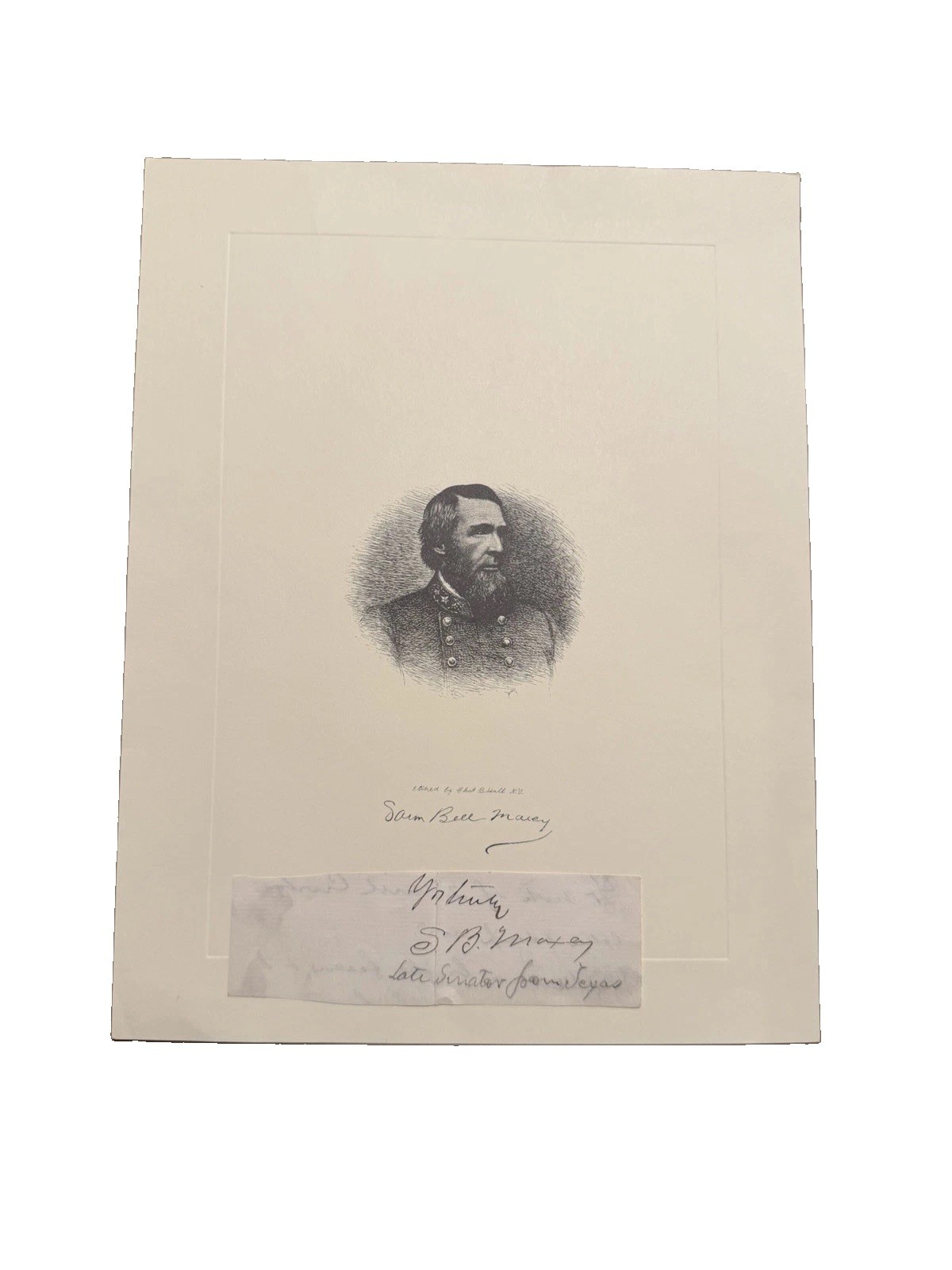 Sam Bell Maxey - Confederate Major General & US Senator Autograph Sam Bell Maxey - Confederate Major General & US Senator Autograph