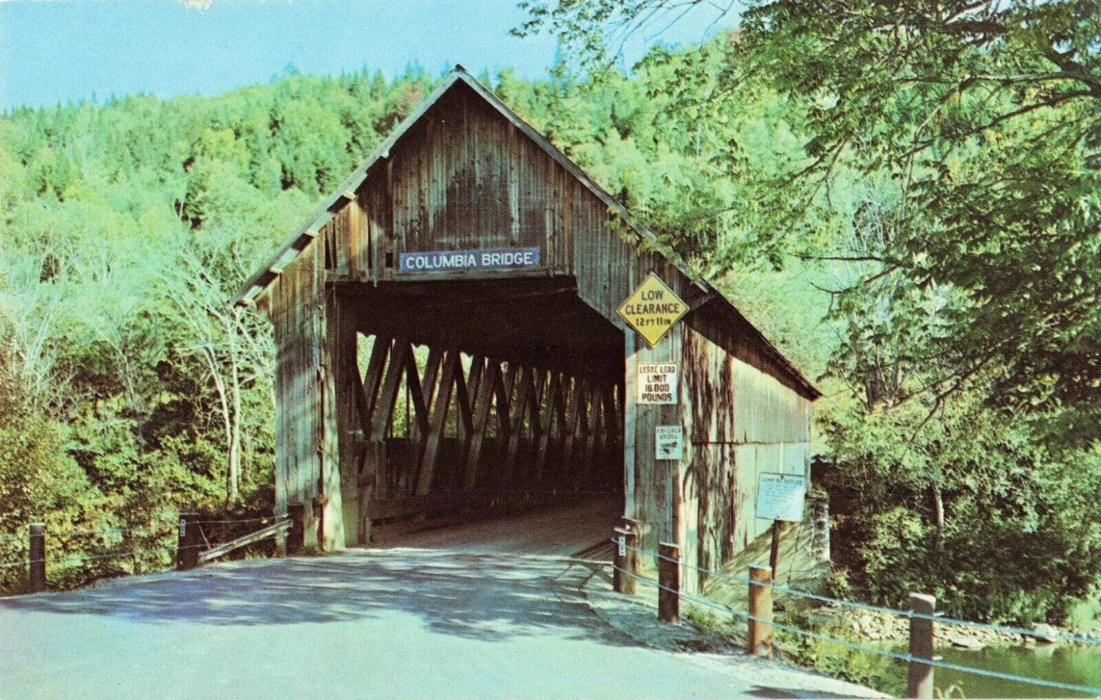 Columbia Covered Bridge, Columbia New Hampshire NH Lemington Vermont VT Postcard