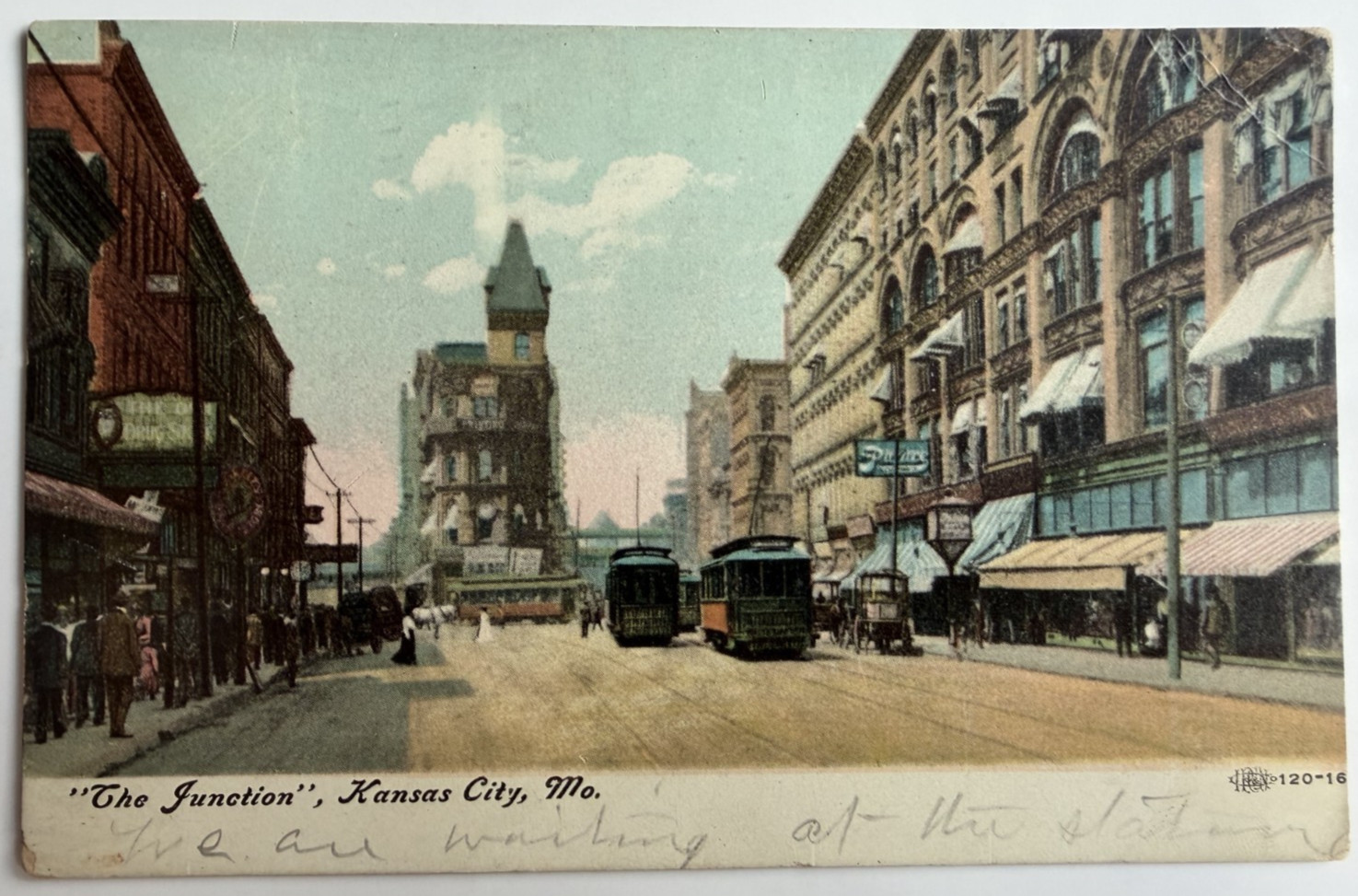 c1907 Postcard The Junction Kansas City MO Trolley Street View Station c1907 Postcard The Junction Kansas City MO Trolley Street View Station