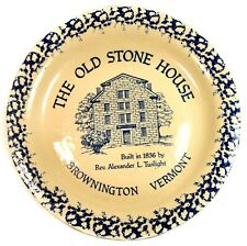 Old Stone House Brownington Vermont Blue Sponge Unity Stoneware Decorative Plate picture