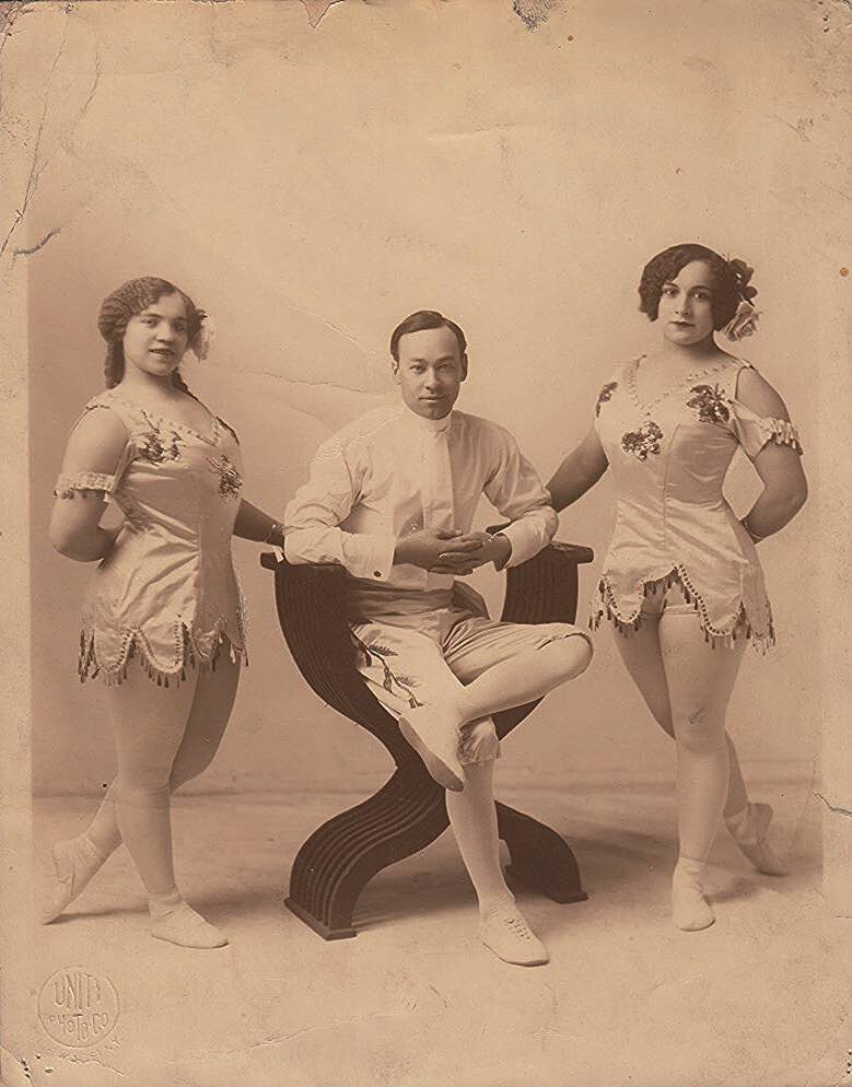VAUDEVILLE ACROBATS~LEACH LA QUINLAN TRIO ~ 2 ORIGINAL LOBBY PHOTOS ~ c. - 1912 VAUDEVILLE ACROBATS~LEACH LA QUINLAN TRIO ~ 2 ORIGINAL LOBBY PHOTOS ~ c. - 1912